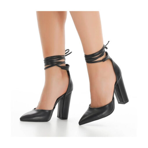 Black Ankle Strap High Heels RA-040