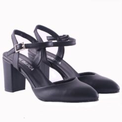 Black Ankle Strap Low Heel for Women RA-145