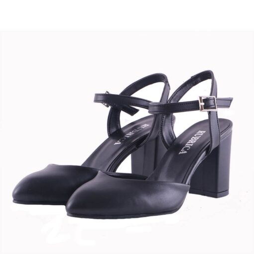 Black Ankle Strap Low Heel for Women RA-145