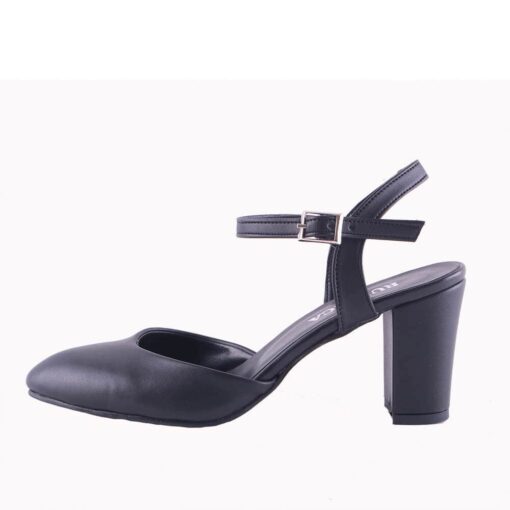 Black Ankle Strap Low Heel for Women RA-145