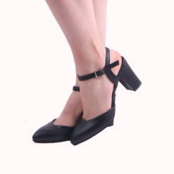 Black Ankle Strap Low Heel for Women RA-145