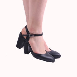 Black Ankle Strap Low Heel for Women RA-145