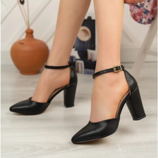 Black Ankle Strap Pumps for Women RA-062