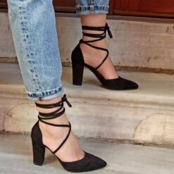 Black Ankle Strap Sandals for Women RA-04