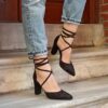 Black Ankle Strap Sandals for Women RA-04