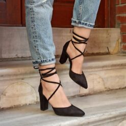 Black Ankle Strap Sandals for Women RA-04