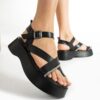 Black Ankle Strap Sandals for Women TA-02