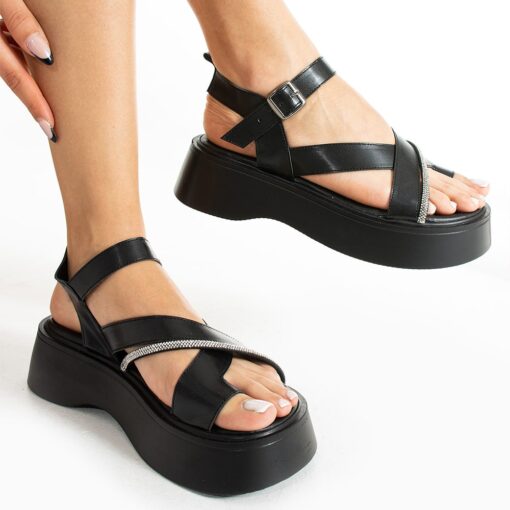 Black Ankle Strap Sandals for Women TA-02