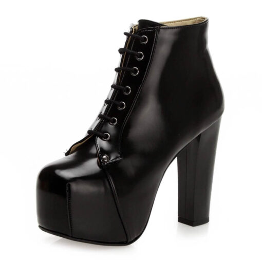 Black Matte Platform Heeled Boots RA-010