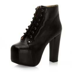 Black Platform Heeled Boots RA-010