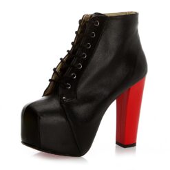 Black Red Platform Heeled Boots RA-010