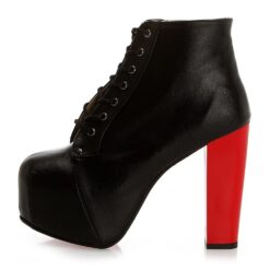 Black Red Platform Heeled Boots RA-010