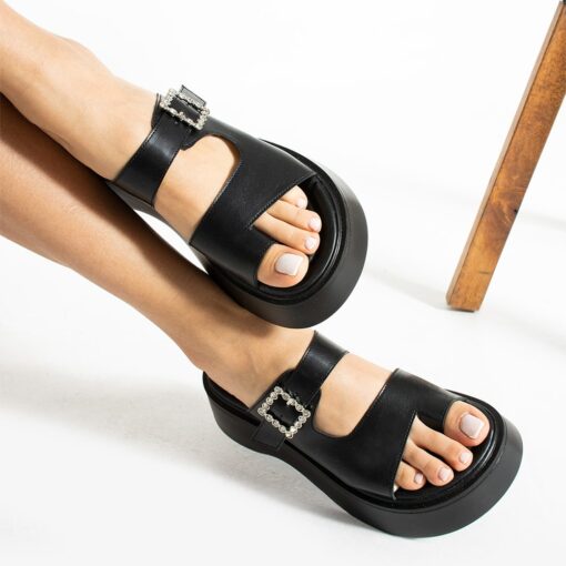 Black Sandals for Women with Buckle TA-04