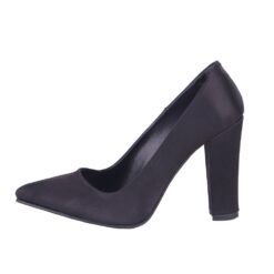 Black Satin Block Heel Shoes MA-023