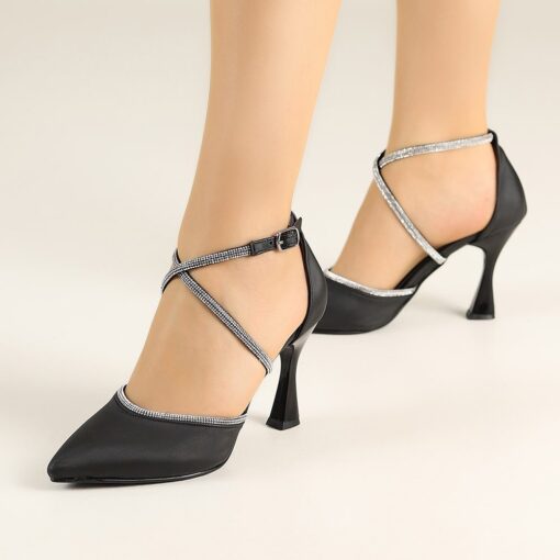 Black Satin Wedding Shoes for Bride RA-02