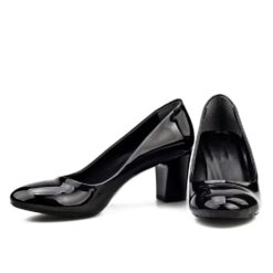 Black Shiny Low Heel Dress Shoes for Women MA-024