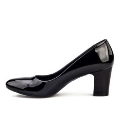 Black Shiny Low Heel Dress Shoes for Women MA-024