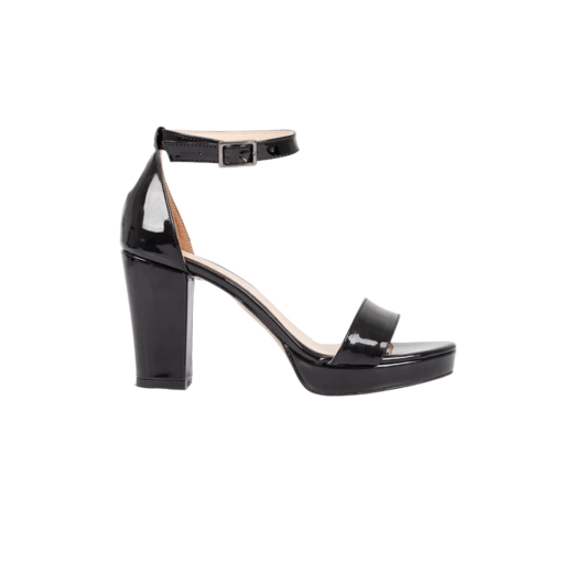 Black Shiny Platform Sandals for Women RA-157