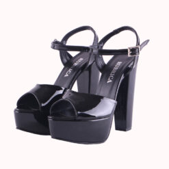 Black Shiny Platform Wedding Shoes for Women RA-027