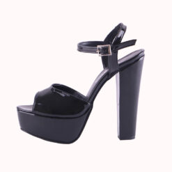 Black Shiny Platform Wedding Shoes for Women RA-027