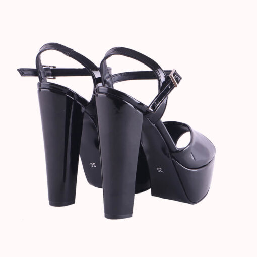 Black Shiny Platform Wedding Shoes for Women RA-027