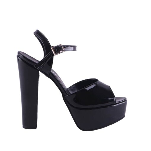 Black Shiny Platform Wedding Shoes for Women RA-027