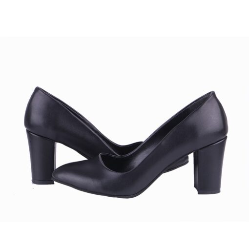 Black Skin Low Heel Dress Shoes for Women MA-024