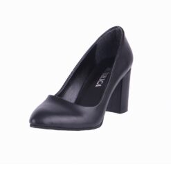 Black Skin Low Heel Dress Shoes for Women MA-024