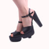 Black Skin Platform Wedding Shoes for Women RA-027