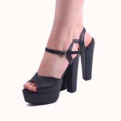 Black Skin Platform Wedding Shoes for Women RA-027