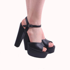 Black Skin Platform Wedding Shoes for Women RA-027