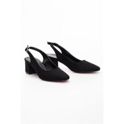 Black Suede Ankle Strap Heels for Women MA-028