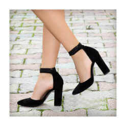 Black Suede Ankle Strap High Heels RA-040