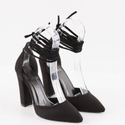 Black Suede Ankle Strap High Heels RA-040