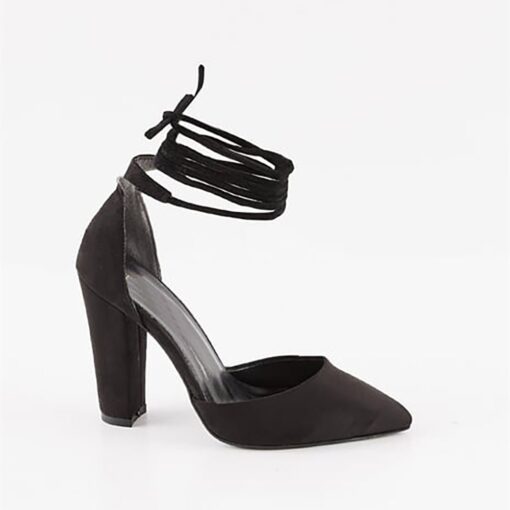 Black Suede Ankle Strap High Heels RA-040