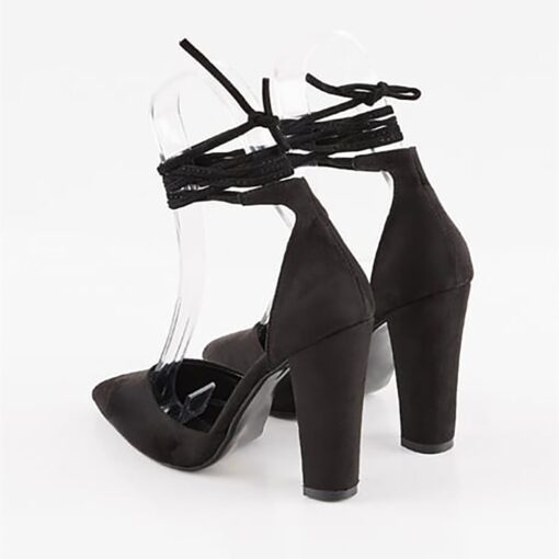 Black Suede Ankle Strap High Heels RA-040