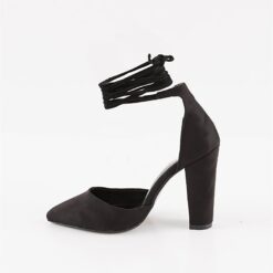 Black Suede Ankle Strap High Heels RA-040