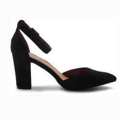 Black Suede Ankle Strap Pumps for Women RA-062