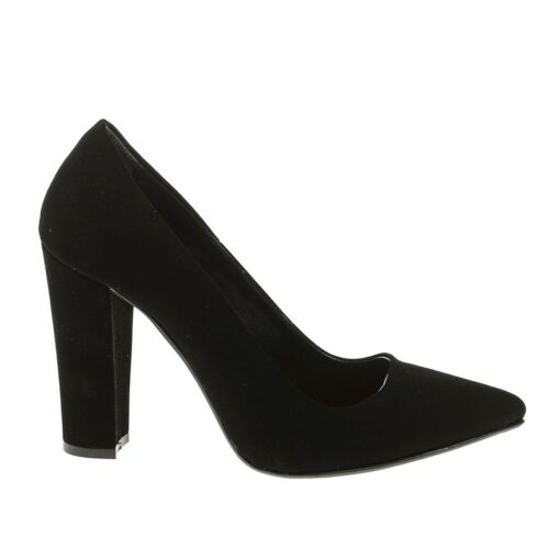 Black Suede Block Heel Shoes MA-023