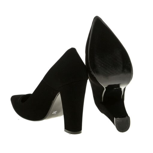 Black Suede Block Heel Shoes MA-023