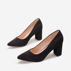 Black Suede Low Heel Dress Shoes for Women MA-024