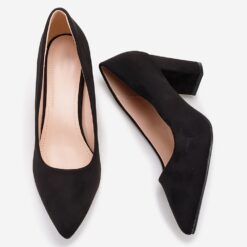 Black Suede Low Heel Dress Shoes for Women MA-024