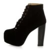 Black Suede Platform Heeled Boots RA-010