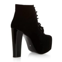 Black Suede Platform Heeled Boots RA-010