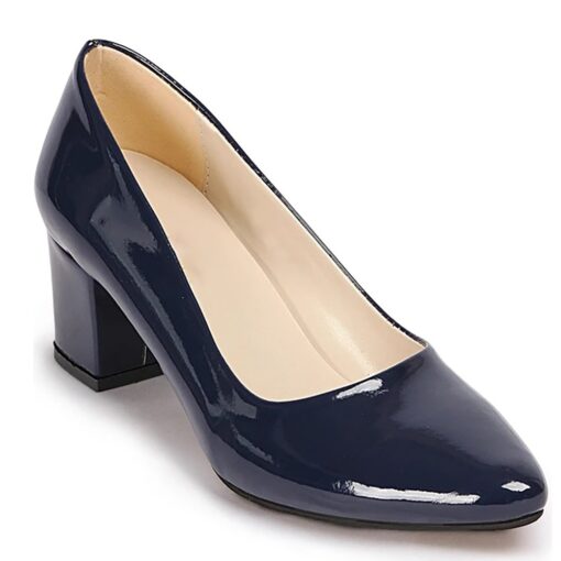 Blue Shiny Low Heel Dress Shoes for Women MA-024