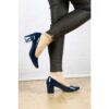 Blue Shiny Low Heel Dress Shoes for Women MA-024