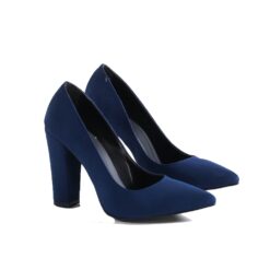 Blue Suede Block Heel Shoes MA-023