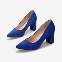 Blue Suede Low Heel Dress Shoes for Women MA-024