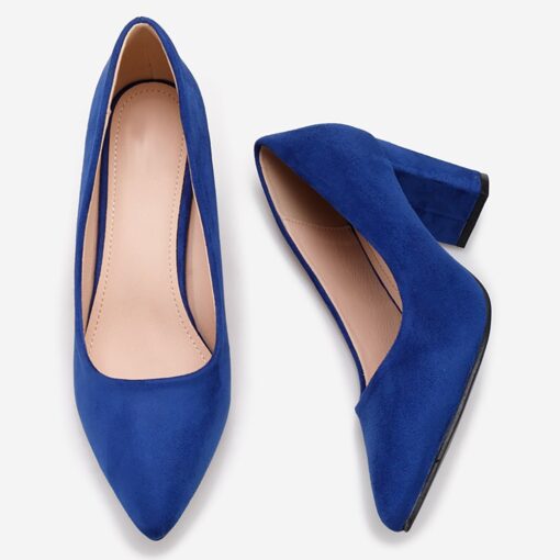 Blue Suede Low Heel Dress Shoes for Women MA-024