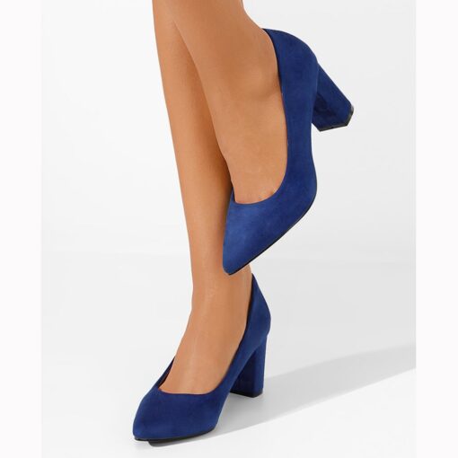 Blue Suede Low Heel Dress Shoes for Women MA-024